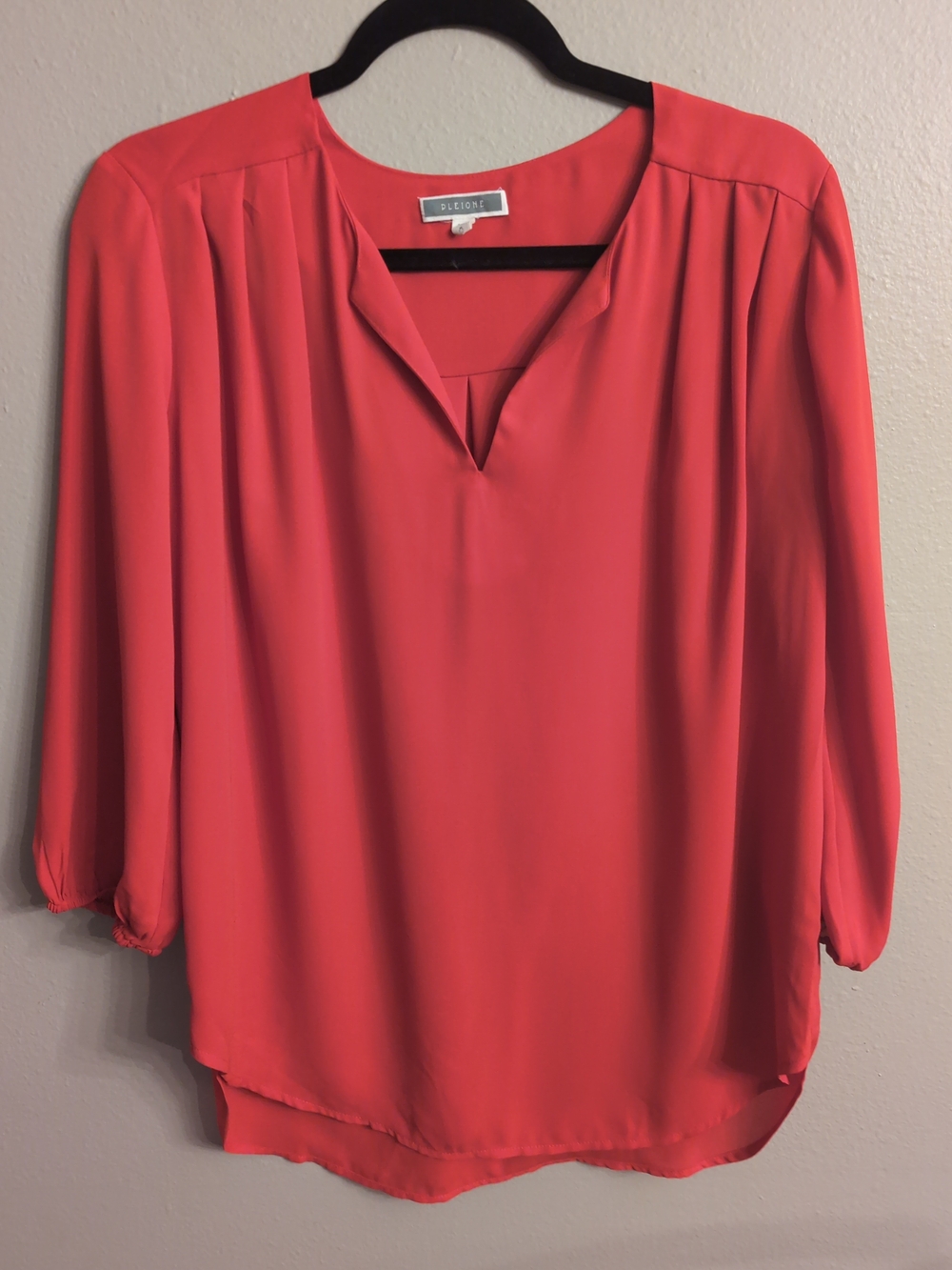 Pleione Red V Neck Blouse Size M